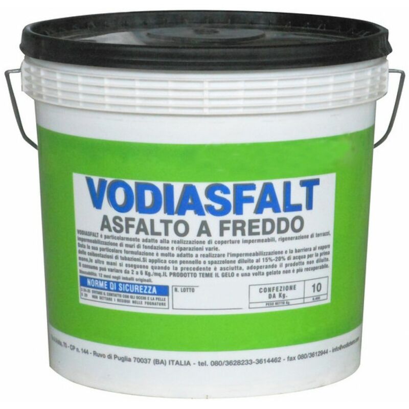 foto del prodotto asfalto a freddo impermeabilizzante diluibile in acqua 5 kg vodiasfalt