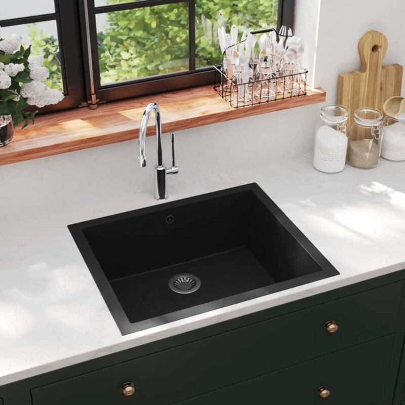 foto del prodotto furniture limited lavello da cucina con foro troppopieno nero