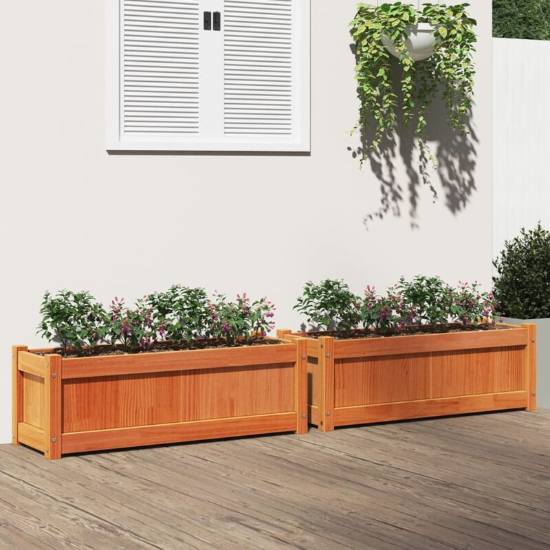 foto del prodotto vidaxl fioriere da giardino 2pz marrone cera legno massello di pino
