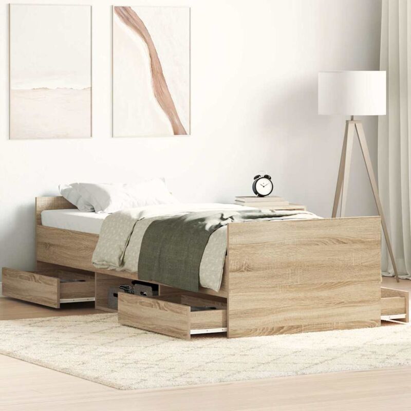 foto del prodotto vidaxl giroletto con testiera e pediera rovere sonoma 90x200 cm