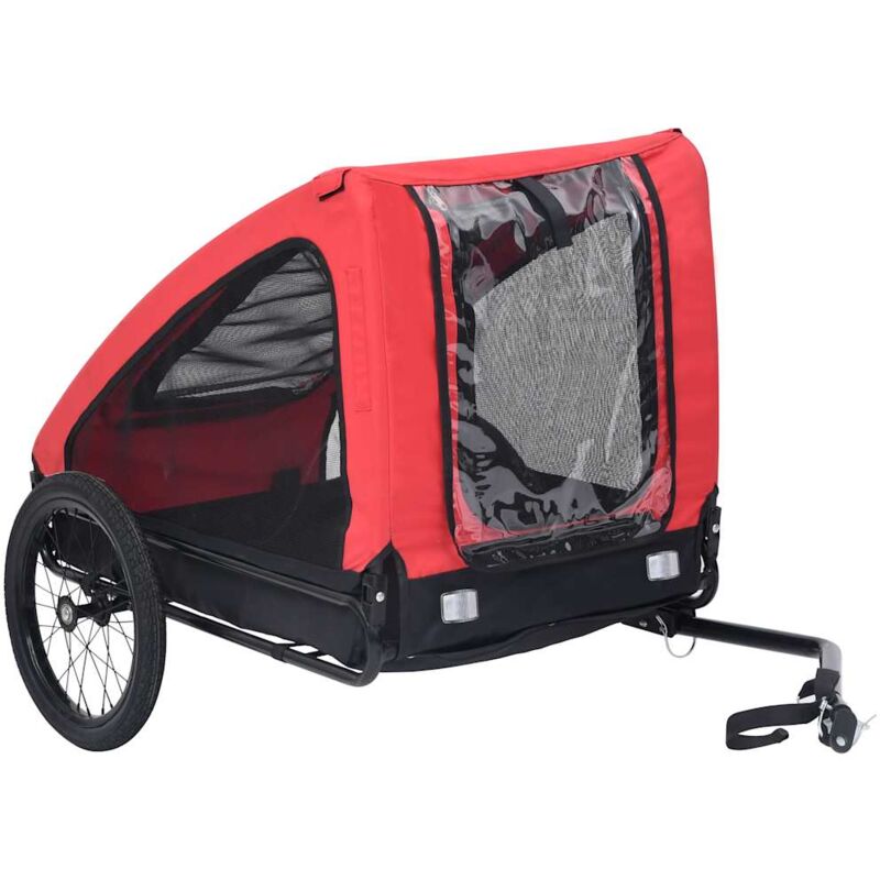 foto del prodotto vidaxl rimorchio da bici per animali domestici rosso e nero