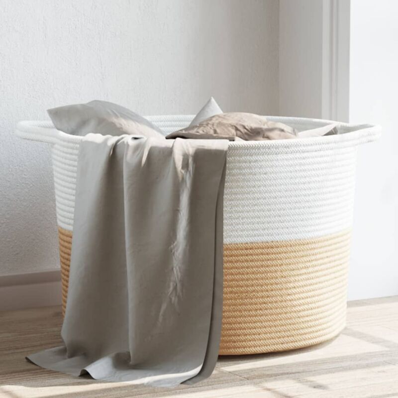 foto del prodotto furniture limited cesto per biancheria beige e bianco 55x36 cm