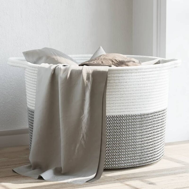 foto del prodotto furniture limited cesto per biancheria grigio e bianco 55x36
