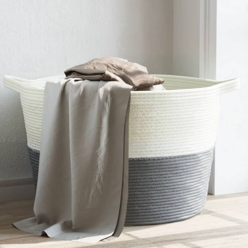 foto del prodotto furniture limited cesto per biancheria grigio e bianco 60x36