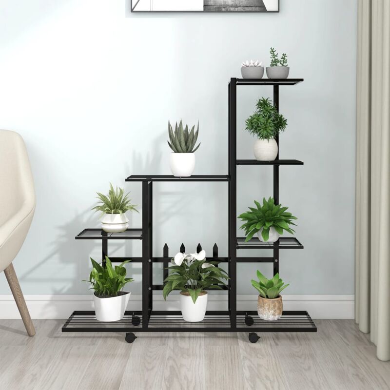 foto del prodotto furniture limited portapiante con ruote 94,5x25x92,5 cm nero in