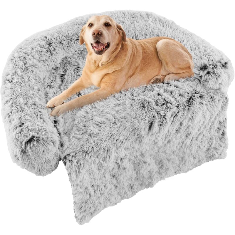 foto del prodotto letto per cani in peluche, tappettini da letto per cani con rivestimento rimovibile e lavabile, cuccia per animali domestici l, grigio goplus