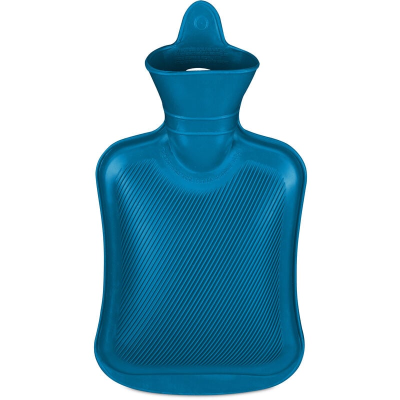 foto del prodotto relaxdays borsa dell acqua calda, boule scaldaletto da 1 l, hot water bottle, terapia adulti e bambini, gomma, blu
