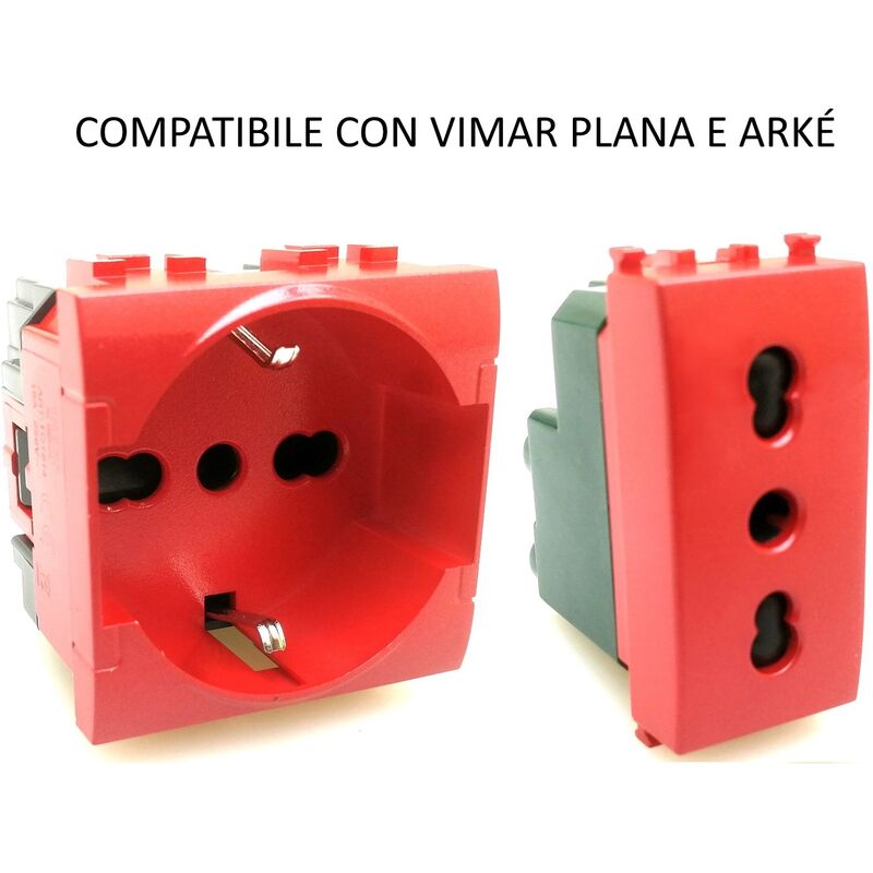 foto del prodotto tot electric presa bivalente schuko rossa per ups frutti compatibili btcino living light presa bivalente