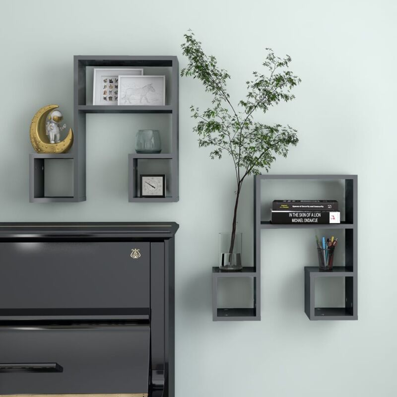 foto del prodotto furniture limited mensole a muro 2 pz grigio lucido 50x15x50 cm