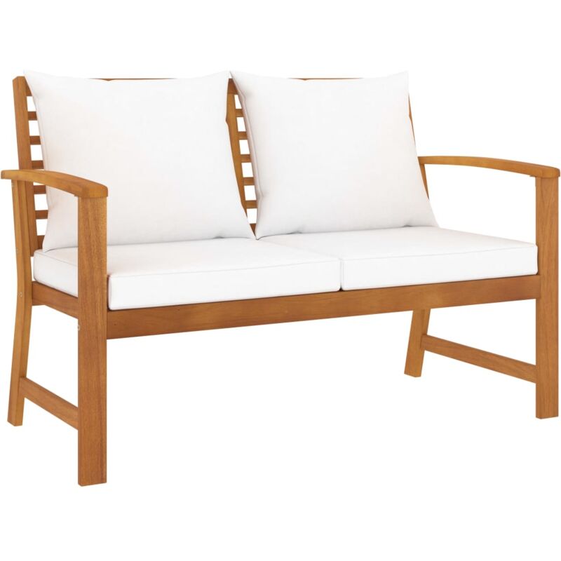 foto del prodotto vidaxl panca da giardino 120cm con cuscino crema legno massello acacia