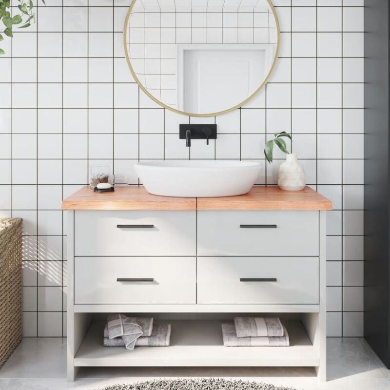 foto del prodotto vidaxl piano bagno marrone 120x50x 2 4 cm legno massello trattato