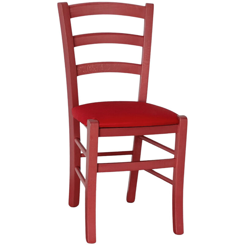 foto del prodotto sedia legno venezia rossa con seduta similpelle rosso