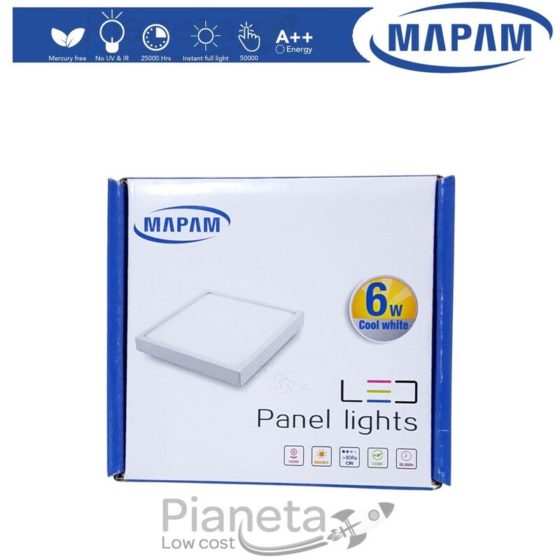 foto del prodotto plafoniera led 6 12 18w quadrato faretto da soffitto pannello a parete luce bianco naturale caldo mapam luce naturale 6