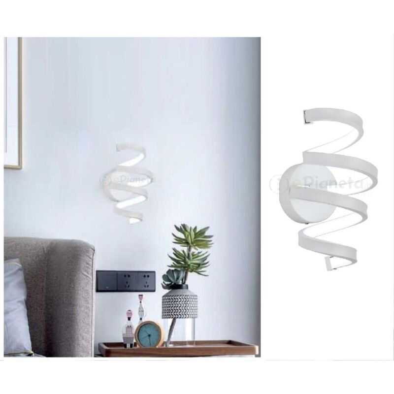 foto del prodotto applique da parete spirale led 14w design moderno bianco lampada muro camera luce naturale fredda naturale