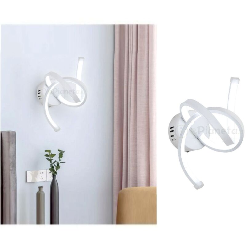 foto del prodotto applique parete spirale led 15w design moderno bianco lampada muro camera luce fredda naturale calda naturale