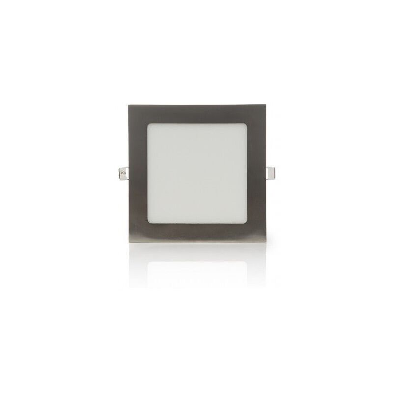 foto del prodotto pannello led quadrato 12w acciaio satinato nichel incasso faro faretto luce bianca naturale calda downlight calda 3000k