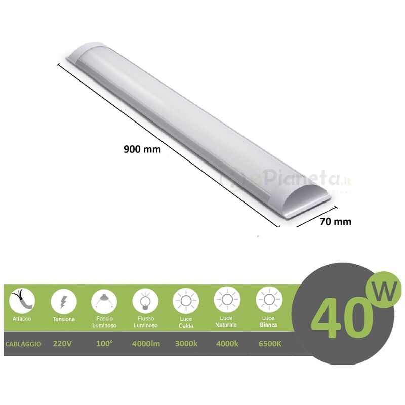 foto del prodotto plafoniera led 40w 3t 90 cm lineare barra luminosa sottopensile luce bianca fredda naturale naturale