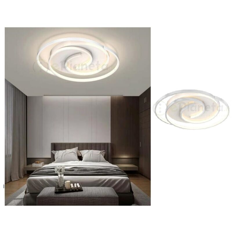 foto del prodotto plafoniera led 45w cerchio spirale vortice bianco lampadario da soffitto moderno luce fredda naturale naturale