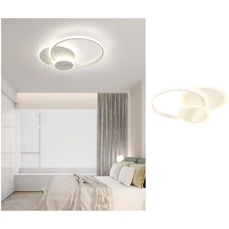 foto del prodotto tot electric plafoniera luce led cerchio cerchi 38w lampadario da soffitto bianco rotonda design moderno per camera cucina naturale