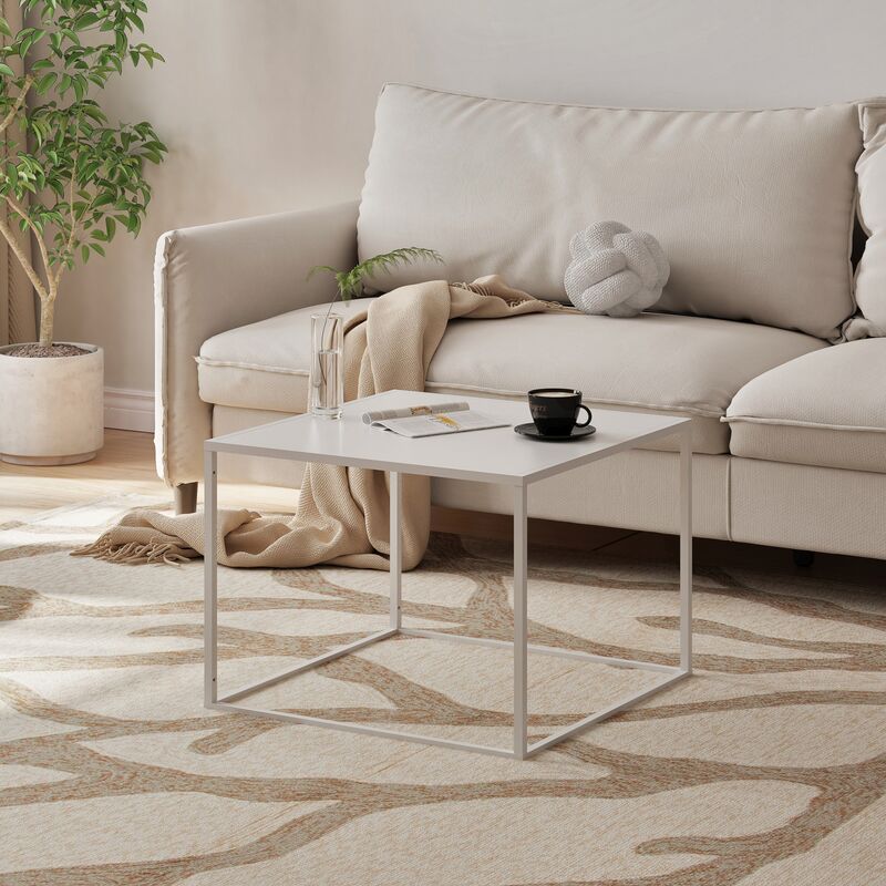 foto del prodotto tavolino basso da soggiorno solund a 1 piano di appoggio 60x60x45 cm bianco opaco en.casa 