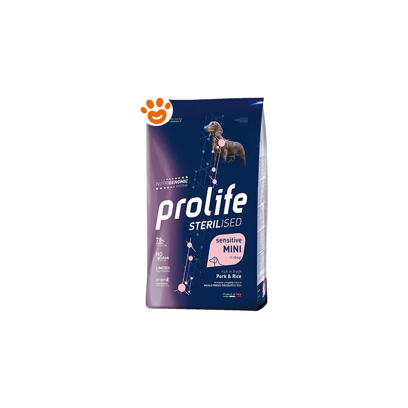 foto del prodotto dog sterilised sensitive adult mini maiale e riso dog sterilised sensitive adult mini maiale e riso sacco da 2 kg prolife