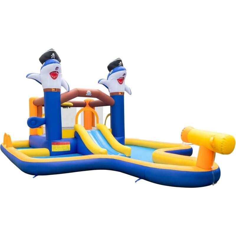 foto del prodotto castello gonfiabile, casa gonfiabile con scivolo, piscina, trampolino e cannone d acqua, per bambini di 3 10 anni, 578 x 408 x 250 cm costway