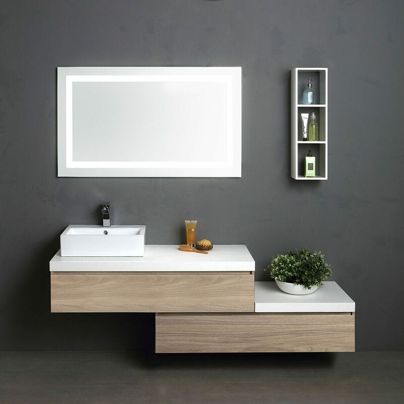 foto del prodotto kiamami valentina mobile bagno sospeso 180cm rovere con top bianco valentina