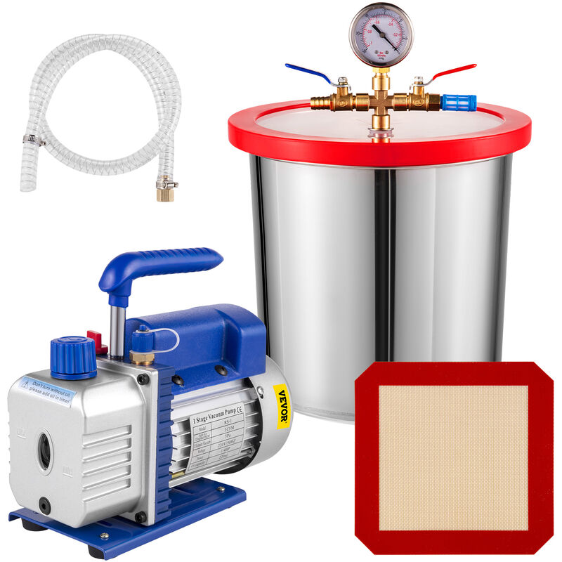foto del prodotto 3cfm 220 v 50 hz pompa vuoto del refrigerante 3 galloni kit hvac pompa vuoto per degasaggio del refrigerante vevor