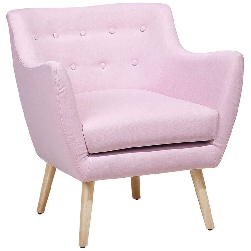 foto del prodotto beliani poltrona in tessuto rosa pastello drammen