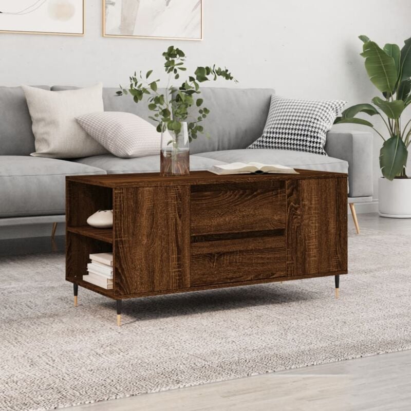 foto del prodotto vidaxl tavolino salotto rovere marrone 102x44,5x50cm legno multistrato