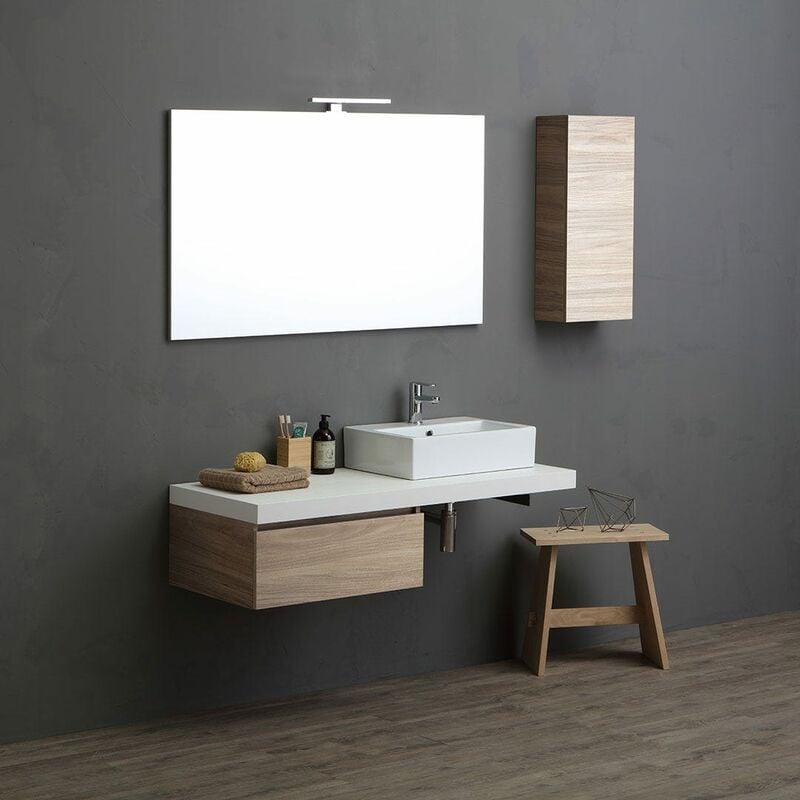 foto del prodotto kiamami valentina mobile bagno 120cm bianco e rovere con lavabo rettangolare valentina