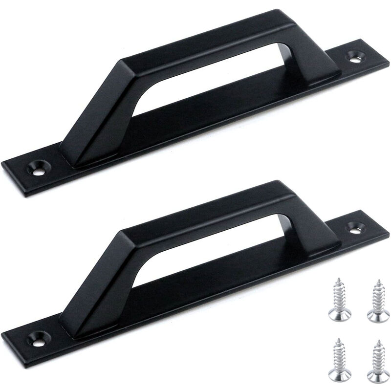 foto del prodotto petites ecrevisses 2x maniglie per porte scorrevole forma di d maniglia per mobili 175mm con viti nero
