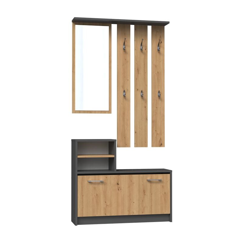 foto del prodotto vittoria armadio da sala gancio a muro specchio porta scarpe 180x85x24 armadio da sala