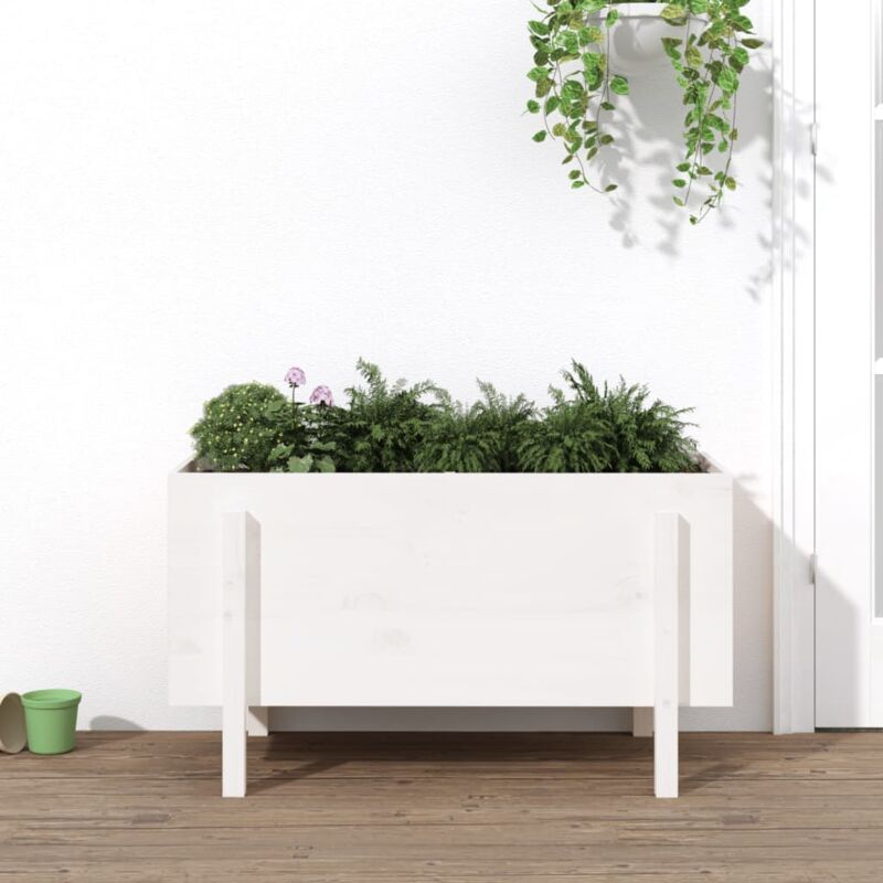 foto del prodotto vidaxl fioriera rialzata da giardino bianca 101x50x57 cm massello pino