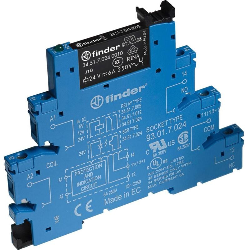 immagine 0 del prodotto finder 38.51.7.024.0050 modulo rel tensione nom. 24 v dc corrente di commut. max. 6 a 1 scambio 1 pz.