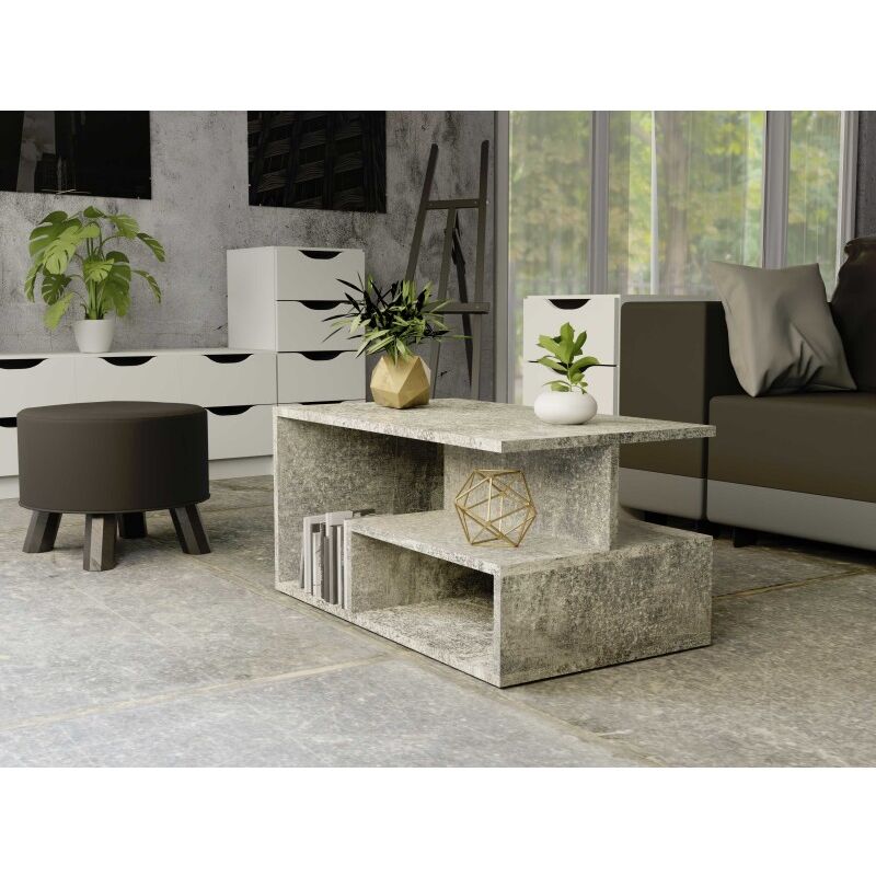 foto del prodotto sienne tavolino stile industriale imitazione cemento 90x51x43 cm tavolino da salotto