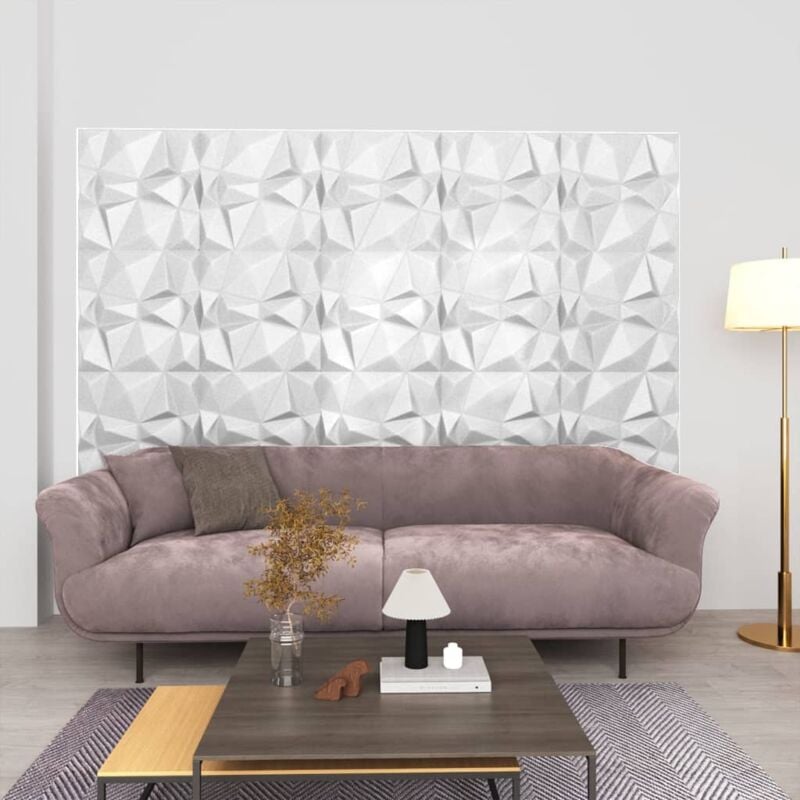foto del prodotto 48 pz pannelli murali pannelli a parete pannelli decorativi per interni 3d 50x50 cm bianchi a diamante 12 m bev73053 bonnevie