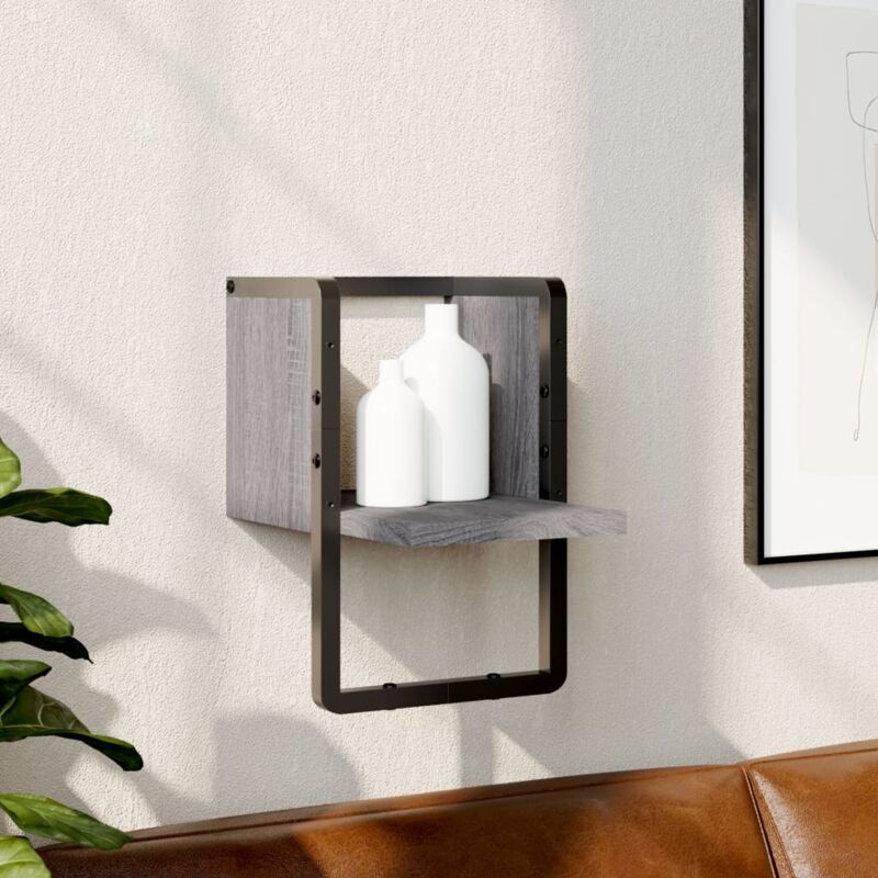 foto del prodotto vidaxl mensola a parete con asta grigio sonoma 20x25x30 cm