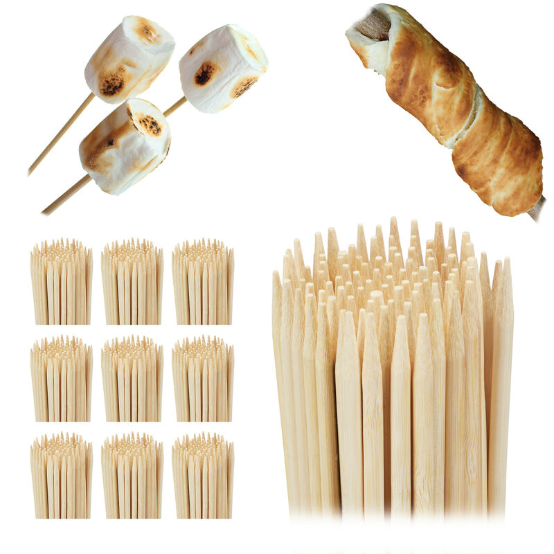 foto del prodotto 1000x spiedini in legno, set da 1000 spiedi da 90 cm per salsicce, cucina, griglia e barbecue, attrezzo bbq, naturale