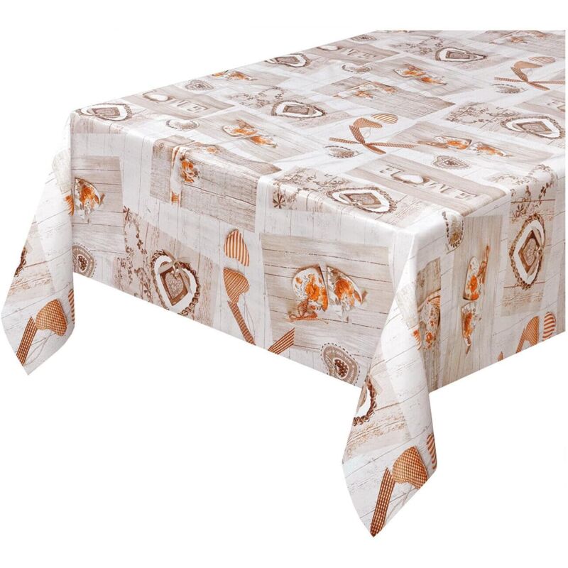 foto del prodotto tovaglia cucina antimacchia plastificata cerata copritavolo legno bianco casa shabby chic 140x50 cm