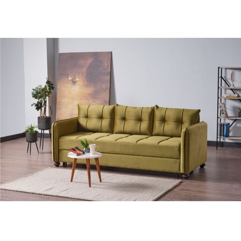 foto del prodotto abitare divano letto tre posti 216x97 cm in tessuto verde deruta