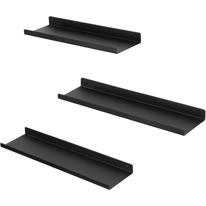 foto del prodotto songmics mensole da muro metalliche, set di 3 ripiani galleggianti, stile industriale, per decorazione, cornici fotografiche, gingilli, 6 viti