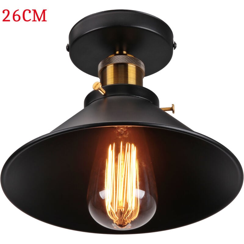 foto del prodotto axhup lampada da soffitto vintage retr lampadario industriale in ferro paralume 26cm per camera da letto, soggiorno, cucina nero