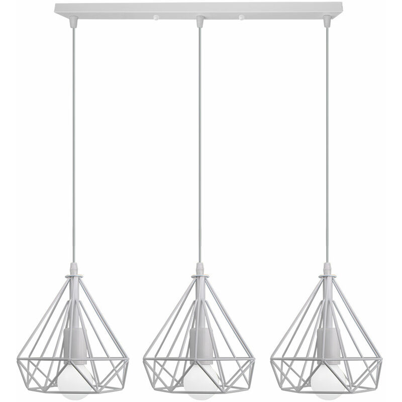 foto del prodotto axhup lampada a sospensione vintage, 3 luci plafoniera con 20cm gabbia di diamante, decorazione di illuminazione in metallo per soggiorno cucina