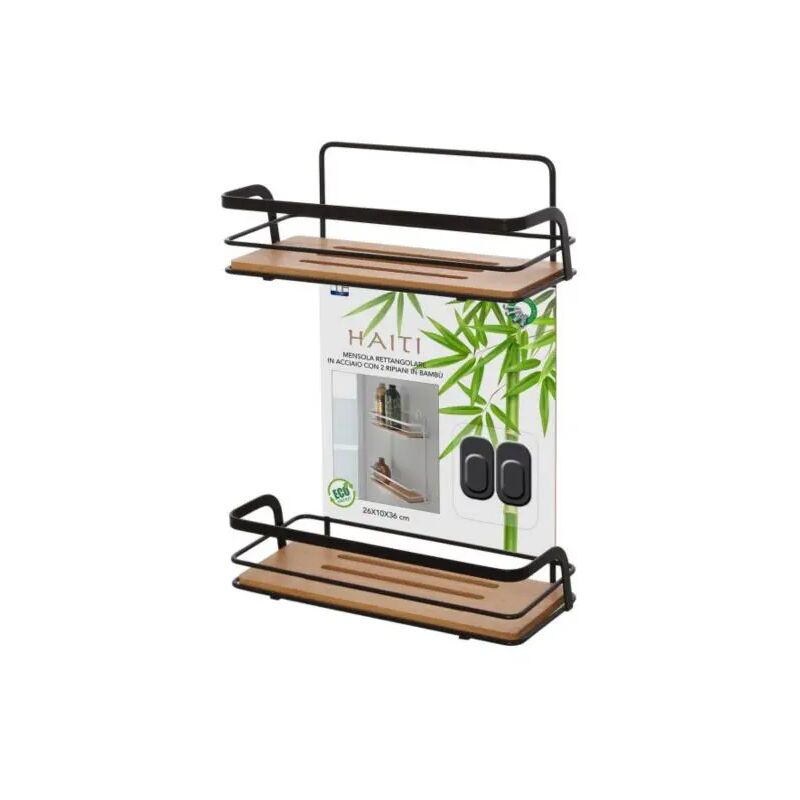 foto del prodotto mensola 2 ripiani feridras nero bamboo