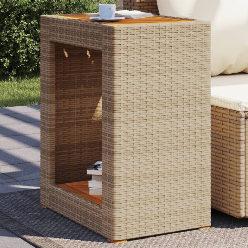foto del prodotto vidaxl tavolino da giardino piano legno beige 60x40x75 cm polyrattan