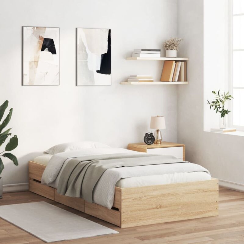 foto del prodotto vidaxl giroletto cassetti rovere sonoma 90x190 cm legno multistrato