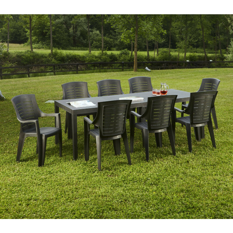foto del prodotto tavolo da esterno susa, tavolo rettangolare allungabile da pranzo, tavolo da giardino estensibile, 100 made in italy, 150x90h72 cm, antracite, con