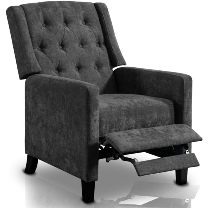 foto del prodotto bakaji poltrona relax reclinazione manuale poggiapiedi poltroncina deluxe grigio scuro