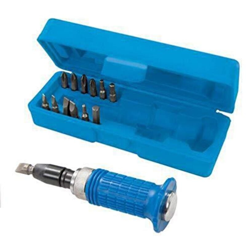 foto del prodotto 375291-14 pezzi impugnatura morbida cacciavite impatto manico, a taglio 5, 6, 8, 10 e 12 mm esagonale 4, 5, 6 e 8 mm, blu - silverline